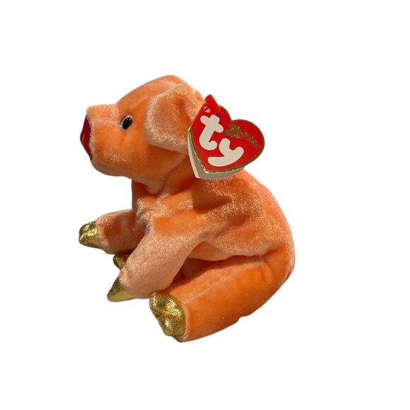 TY BEANIE Zodiac Collection Pig Gold Hooves Peach Body Plush Stuffed Animal 6.5" - Picture 2 of 8
